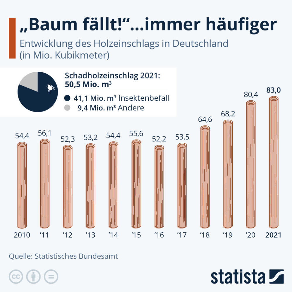 Infografik: Baum fällt immer häufiger | Statista