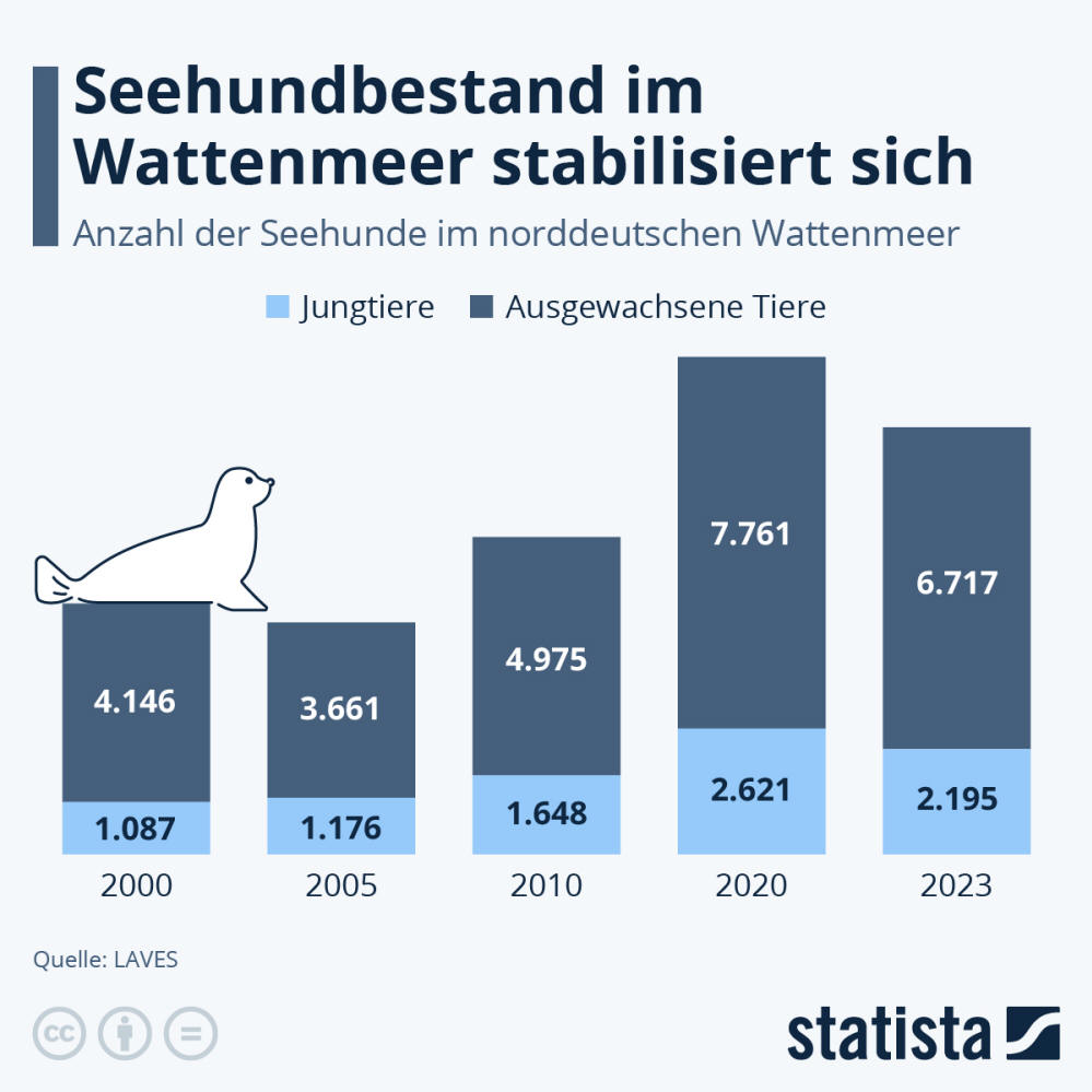 Infografik: Seehundbestand im Wattenmeer stabilisiert sich | Statista