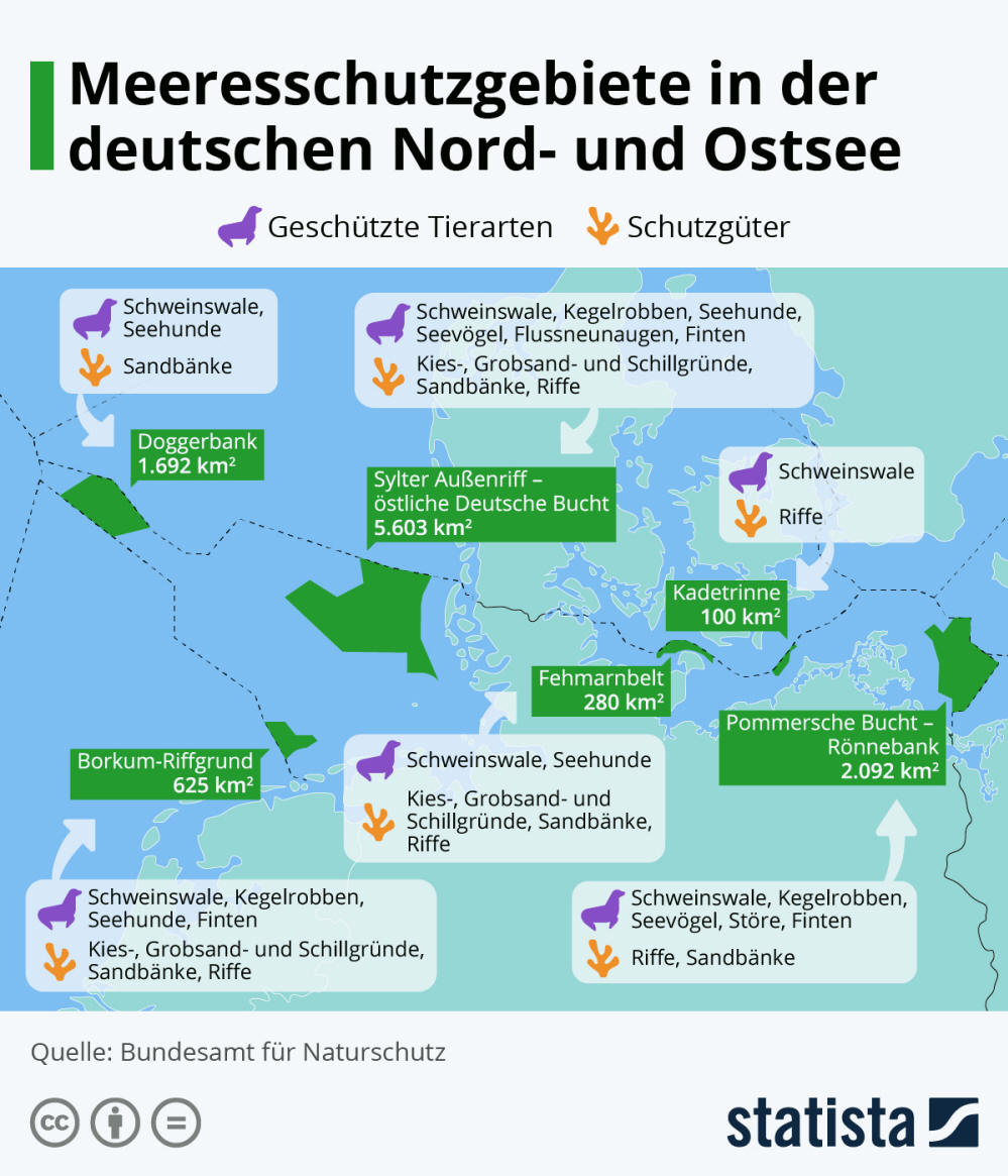 Infografik: Meeresschutzgebiete in der deutschen Nord- und Ostsee | Statista